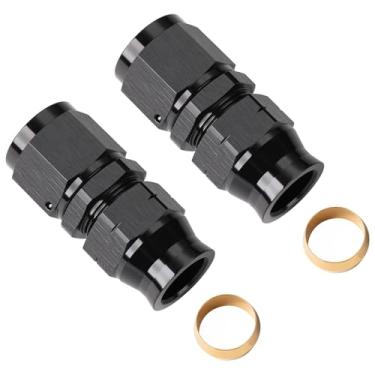 Imagem de Podavelle 10AN alargador fêmea para tubo de combustível de 5/8 polegada conector de encaixe reto alumínio preto 2 peças