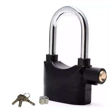 Imagem de Cadeado Trava U Alarme Sonoro Lock Tranca Moto Bicicleta Aço 3 Chaves