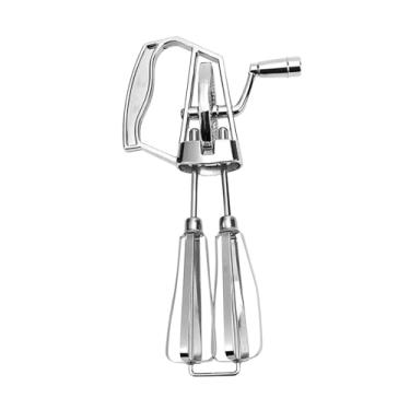 Imagem de ＫＬＫＣＭＳ Batedor de ovos de 26 cm, misturador rotativo com manivela, utensílio de cozinha, batedor de mão para cozinhar faça você mesmo