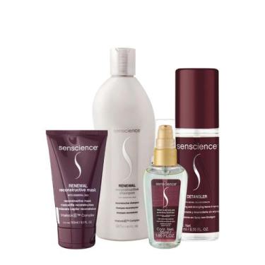 Imagem de Kit Senscience Renewal Shampoo Máscara True Hue Óleo Detangler Leave-i