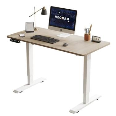 Imagem de HEONAM Mesa elétrica de 122 cm com porta de carregamento USB, mesa de suporte ajustável em altura com predefinições de memória, mesa espaçosa e moldura de metal resistente para escritório em casa