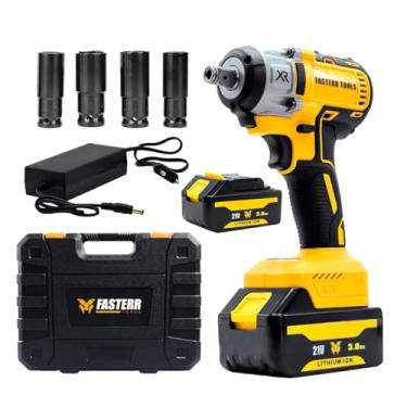 Imagem de Parafusadeira Furadeira e Chave de Impacto Brushless Sem Fio 21V com 2 Baterias Fasterr FST049