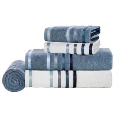 Imagem de Jogo Toalha 5 peças Banhão Karsten Lumina EleEla Branco Azul