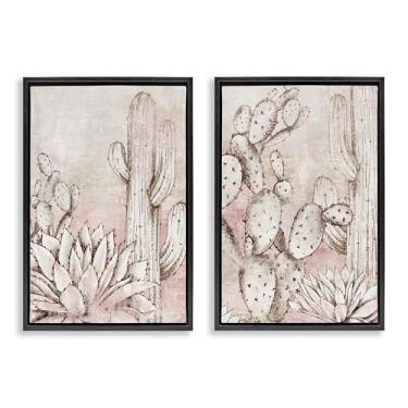 Imagem de Stupell Industries Botanical Oasis Guardians Conjunto de tela flutuante com moldura preta de 2 peças por Luna Mavis, 25 x 17