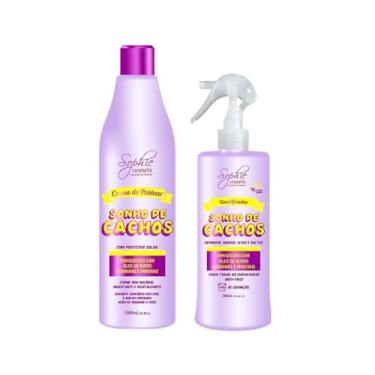 Imagem de Kit Sonhos de Cachos, Creme de Pentear 1L + Spray Umidificador 300ml, para Cabelos Cacheados e Crespos definição 48H