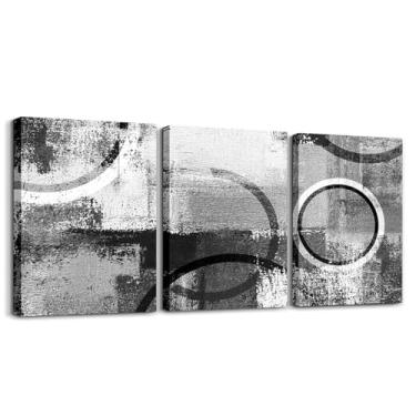 Imagem de Arte de parede geométrica abstrata em tela para sala de estar quarto preto cinza linhas brancas pintura de parede mulheres homens retrô grafite imagem decoração de parede arte de parede para decoração