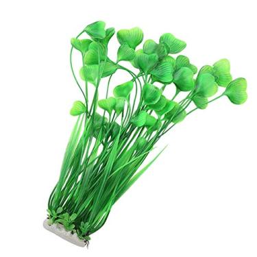 Imagem de Dioche Ornamento de Planta Artificial de Plástico Vívido para Aquário - Design Realista de Capim Com Base Estável para Decoração de Tanque de Peixe Em Rosa (Verde)