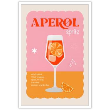 Imagem de Moderno Aperols Spritz arte de parede colorida coquetéis bebidas pôsteres em tela verão laranja gelado sala de vinho impressão estética pintura para bar carrinho cozinha decoração de parede 20 x 30 cm