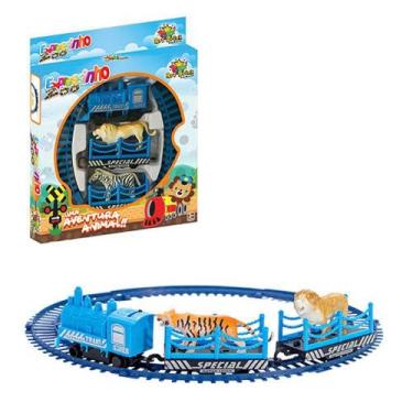 Imagem de Brinquedo Trem Expressinho Zoológico com 11 Peças Art Brink Pilha - no