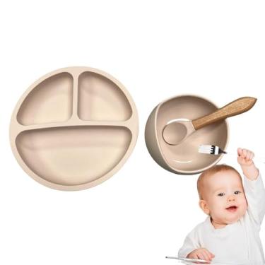 Imagem de Pratos infantis com sucção - Placas de sucção portáteis para crianças com design dividido,Placas divididas de silicone de qualidade alimentar presente para crianças meninos meninas aniversário Pinnkl