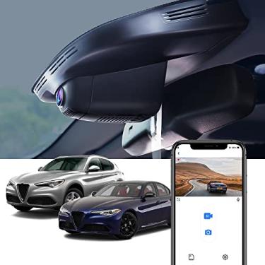 Imagem de Fitcamx Câmera de painel 4K adequada para Alfa Romeo Giulia & Stelvio 2017 2018 2019 2020 2021 2022 2024, visual OEM, vídeo UHD 2160P, Wi-Fi e aplicativo, gravação em loop, modo de estacionamento
