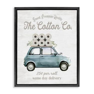 Imagem de Stupell Industries Papel higiênico de algodão para entrega de tela flutuante, moldura preta, design de arte de parede por Lettered and Lined, 21 x 17