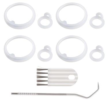 Imagem de 8pcs Kit Substituição Junta Silicone Compatível com TAKEYA Actives, Anéis Vedação Tampa à Prova Vazamento com Gancho e Escova para Garrafas Água de 18/22/24/32/40 oz (Não para TAKEYA)
