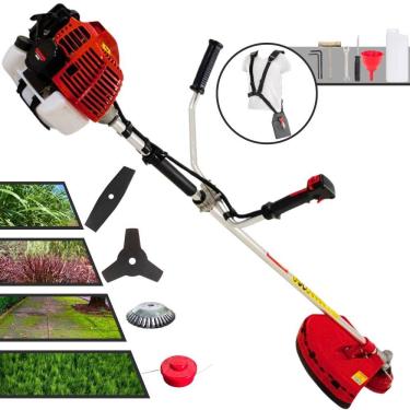 Imagem de Podador de Grama Completo Kawashima KW52L À Gasolina 2T 52cc 2,5HP 4 Opções de Corte Com Faca 2 Pontas, Faca 3 Pontas, Escova de Aço e Carretel