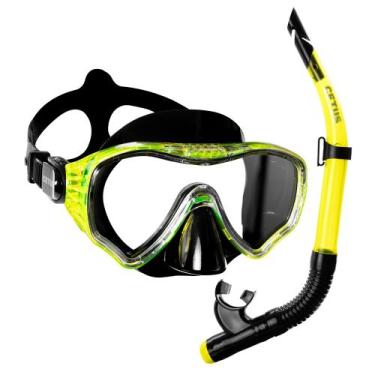 Imagem de Kit de Mergulho Máscara+Respirador Cetus New Parma Pro, Preto, Amarelo