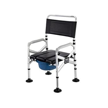 Imagem de Cadeira dobrável para banho/chuveiro, cadeira dobrável de cabeceira, cadeira de vaso sanitário portátil, cadeira de chuveiro ajustável em altura, cadeira de vaso sanitário removível confortável