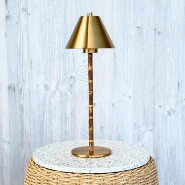 Imagem de LUXELYKOS Luminária De Mesa Led Monaco Gold Bamboo – Luminária De Destaque Moderna Sem Fio – Recarregável, Regulável, Com Controle Remoto – Luminária De 15" Para Quarto, Sala De Jantar, Pátio, Mesa