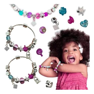 Imagem de Pulseira Infantil com Colar Berloques Brinquedo Educativo Miçanga Kit DIY Menina Presente Criativo Montar Combinar Natal Dia das Crianças Aniversário