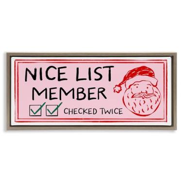 Imagem de Stupell Industries Nice List Santa Ticket Brown Framed Floater Canvas Wall Art Design por JJ Design House LLC, 28 x 63 cm