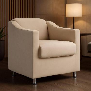 Imagem de Poltrona Cadeira Sala Recepção Clinicas Auditórios Compacta Astra Cor Bege