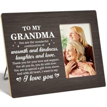 Imagem de OTINGQD Porta-retrato para avó, presentes para avó de netos, presente de Natal, aniversário e dia das mães para avó, porta-retrato de madeira para avó, obrigado pelo seu amor e apoio