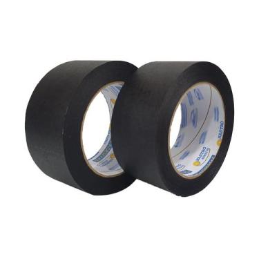 Imagem de Kit De Fita Crepe Adesiva Larga Preta 2 Rolos 48mm X 50m - Nastro, Pre