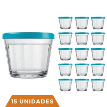 Imagem de 15 Pote Americano Vidro C/Tampa Cores Amlimento 150ml Nadir - NADIR FI
