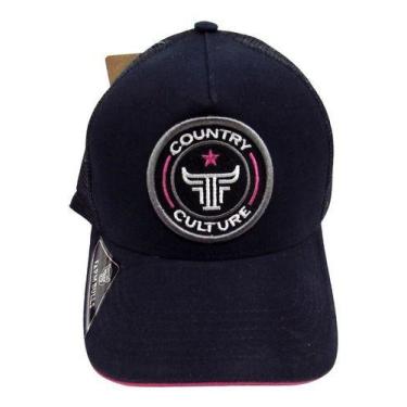 Imagem de Bone De Passeio Country Culture Luxo Aba Curva Telinha Azul Escuro Com