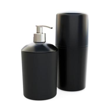 Imagem de Conjunto Banheiro Dispenser Sabonete Líquido Porta Escova De Dente Pia