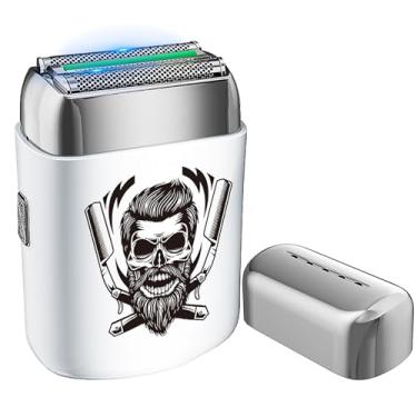 Imagem de BESTBOMG Barbeador elétrico para homens, barbeador recarregável à prova d'água com 2 lâminas flutuantes para homens carecas, uso úmido/seco IPX6, carregamento tipo C, barbeador portátil de viagem para