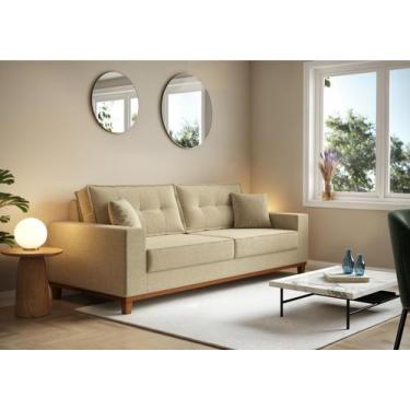 Imagem de Sofá Vitória 2,10m com 3 Lugares em Linho - CIALAR MÓVEIS, Bege