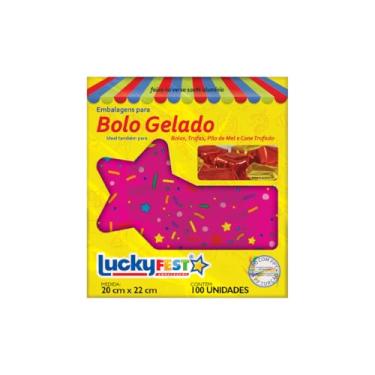Imagem de Embalagem para Bolo Gelado LuckyFest 20x22cm Ideal para Bolos Gelados, Trufas, Cone Trufado (Confest Pink)