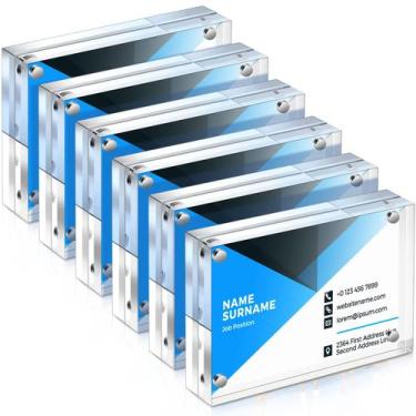 Imagem de Moldura de cartão de visita Xuhal Acrílico Transparente Magnético, 6 u