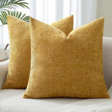 Imagem de Capa de travesseiro Woaboy Gold Chenille 45x45cm Pacote com 2