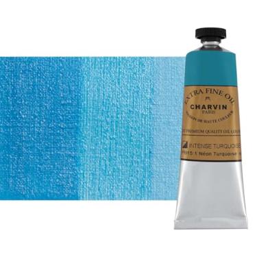 Imagem de Charvin Extra Fine Professional Intense Turquoise Artist Oil Paint 60 ml - Triple-Milled for Smoothness, Rich Texture, Poppy Oil-Based, Light-Fast, Handmade Oil Color Paints for Professionals