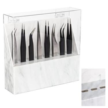 Imagem de Estojo porta-pinças LXIANGN 8 furos em acrílico à prova de poeira