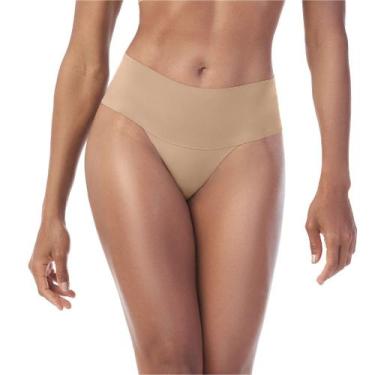 Imagem de Calcinha Fio Dental Cós Largo Corte a Laser Bege - Zee Rucci, M