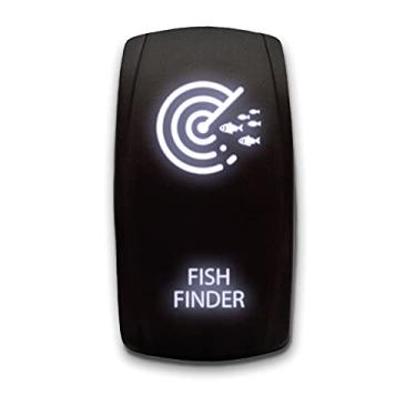 Imagem de Fish Finder Interruptor basculante vertical de 5 pinos com gravação a laser, interruptor liga/desliga SPST 20A 12V, branco