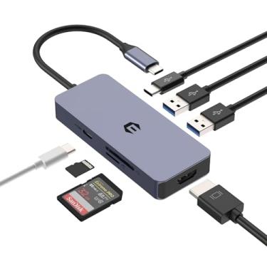 Imagem de Hub USB C, hub USB 3.0 de 7 portas com transferência de dados de 5 Gbps, USB C para HDMI com HDMI, USB C 3.0/2.0, SD/TF, PD 100W, compatível com MacBook tipo C, Mac Pro, iMac