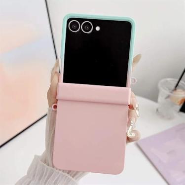 Imagem de Capa protetora de luxo fosca com proteção contra colisão para Samsung Galaxy Z Flip 6 5 4 3, cor gradiente, dobradiça rígida, rosa e verde, para Samsung Galaxy Z Flip6