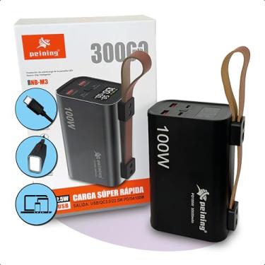 Imagem de Power Bank 30000 mAh PD 100W Carregador Turbo Ultra Rápido Premium - Carregue notebook Smartphones Antena mini Starlink - Display - Luz LED - Multiplas portas: Entrada/Saída: 2 USB-C + Saída: 2 USB-A