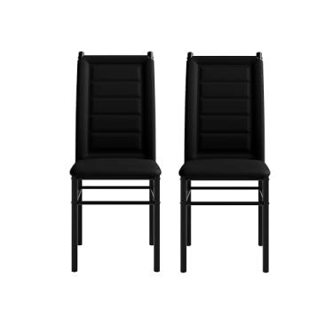 Imagem de Conjunto de 2 Cadeiras de Jantar Tokio, Tubo Preto, Courvin, Sala de Jantar (Preto/Preto)