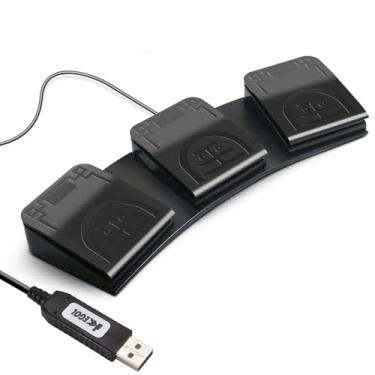 Imagem de iKKEGOL Controle mecânico de pedal triplo USB atualizado com 3 interruptores de três teclas, teclado de computador, mouse programável, transcrição, música, virador de página, ação, HID
