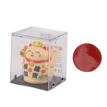 Imagem de Cato de Forma Fofa, Operação Movida a Energia Solar, Material Resistente, Ornamento Portátil da Sorte da Sorte de 2 Polegadas, Sensor Luz Construído Em Painel Recebimento Luz Solar, Sem Necessidade