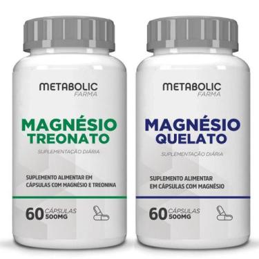 Imagem de Kit Magnesio Treonato Quelato Bisglicinato 500Mg 120 Cápsulas Metaboli