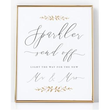 Imagem de Placa de Envio de Casamento Sparkler para Recepção de Casamento (1) Pérola 8x10 com detalhes em Ouro Impresso em Cartolina Profissional Grossa Pérola Decoração de Casamento Estilo Elegante Sem Moldura