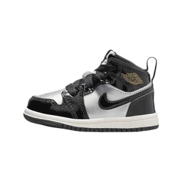 Imagem de Nike Tênis infantil Air Jordan 1 Mid SE, Preto/prata metálico/vela/ouro metálico, 21
