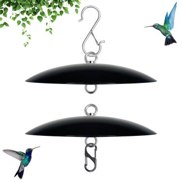 Imagem de Mini alimentador de pássaros de 20 cm, capa de cúpula de sombra para alimentador de beija-flor, para pequenos alimentadores, funciona com protetores de formigas (preto), pacote com 2