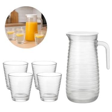 Imagem de Jogo 4 Copos de Vidro Redondo 220ml + Jarra de Vidro 900ml Água e Suco