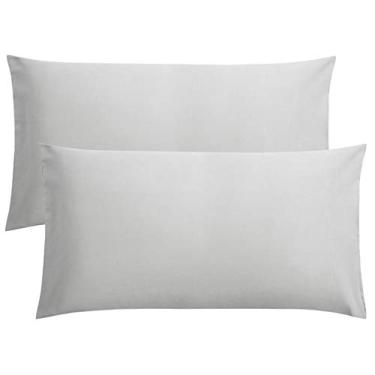 Imagem de Sajida Cotton Bedding Fronhas padrão cinza prata grampo longo - conjunto de 2-100% egípcio 1000 fios fronhas de cetim trançado hotel como capas de travesseiro para dormir confortável, ajuste